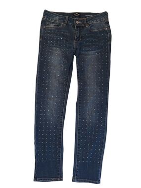 BEBE Rhinestone Heartbreaker Crop Jeans sz 28